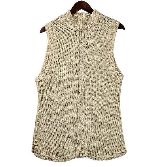 Liz Claiborne Collection Cable Knit Sweater Vest Women’s SZ XL Cream Mock Neck - Picture 1 of 13